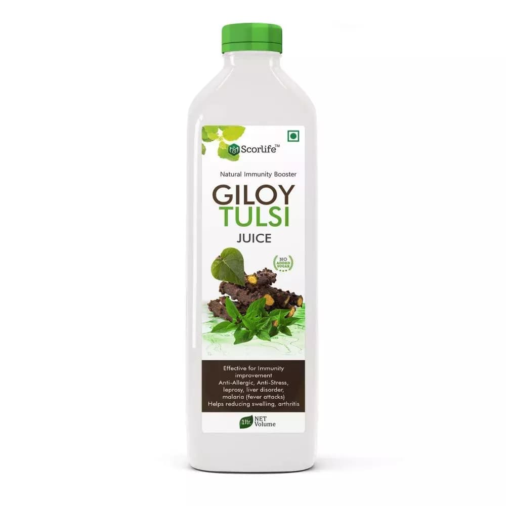 Buy Scorlife Giloy Tulsi Juice Sugar Free Online - OLRAA Indian Snacks