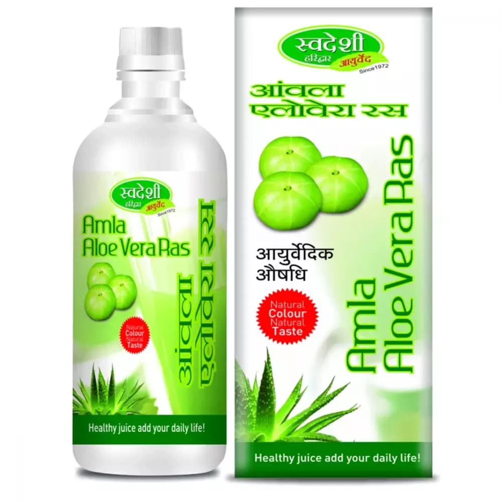 Buy Swadeshi Ayurved Amla Aloevera Juice Online - OLRAA Indian Snacks