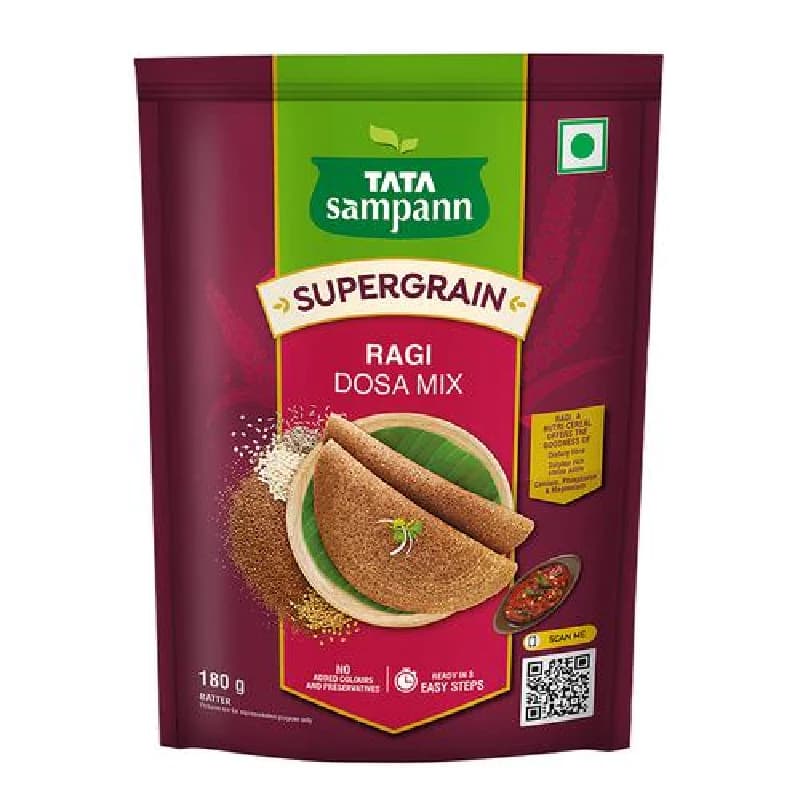 Buy Tata Sampann Supergrain Ragi Dosa Mix Instant Ready To Cook Online - OLRAA Indian Snacks