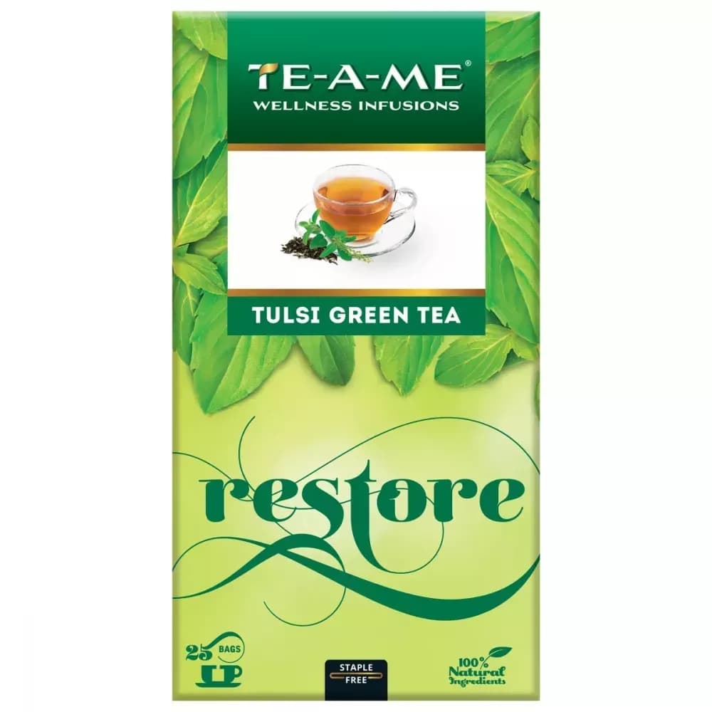 Buy TE-A-ME Restore Tulsi Green Tea Bags Online - OLRAA Indian Snacks