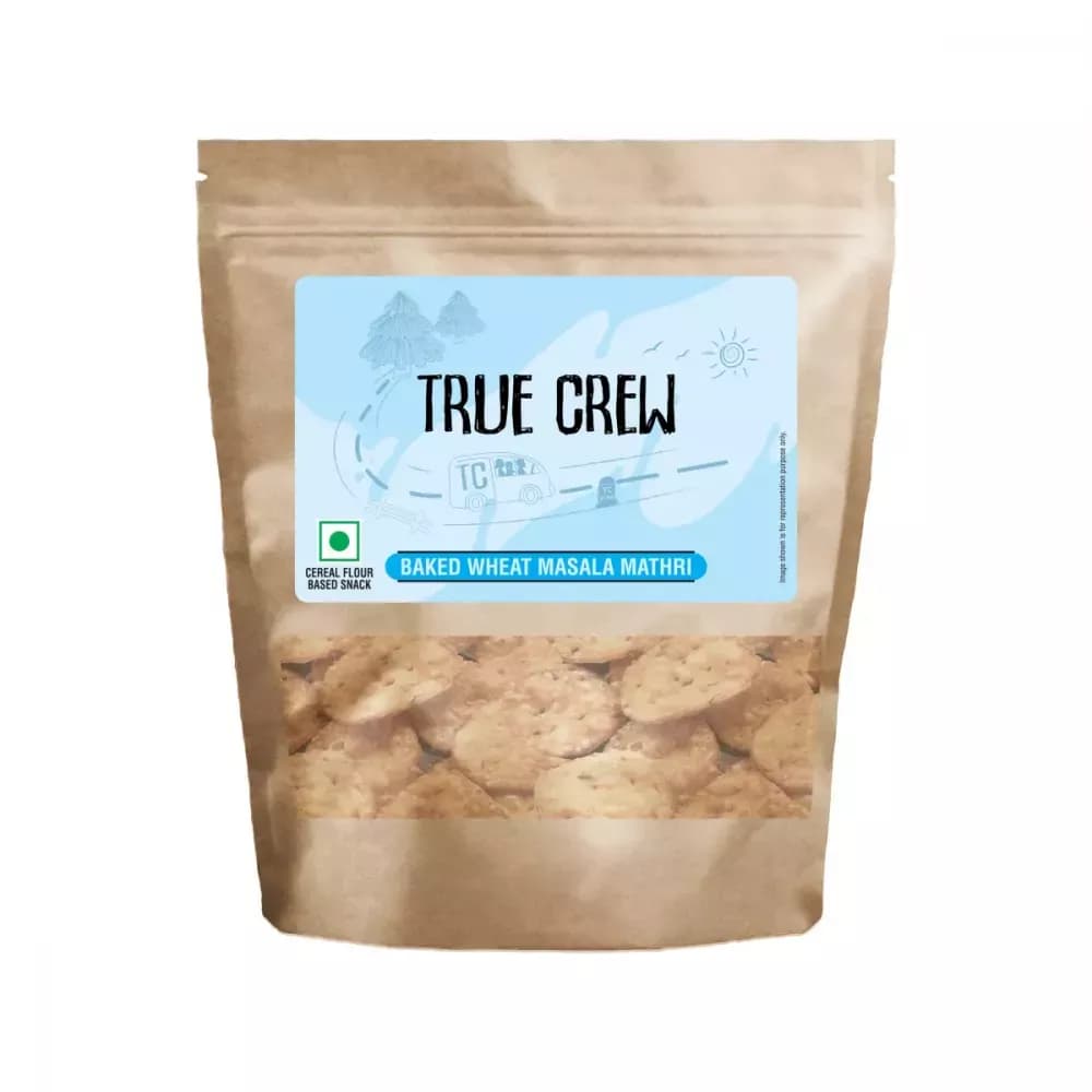 Buy True Crew Baked Wheat Masala Mathri Online - OLRAA Indian Snacks