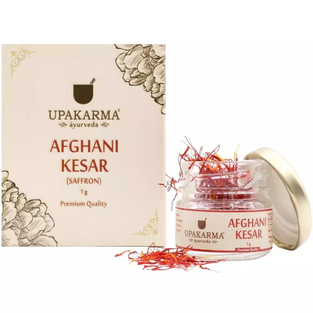 Buy Upakarma Ayurveda Certified Natural, Pure And Organic Finest A++ Grade Afghani Kesar / Saffron Threads Online - OLRAA Indian Snacks