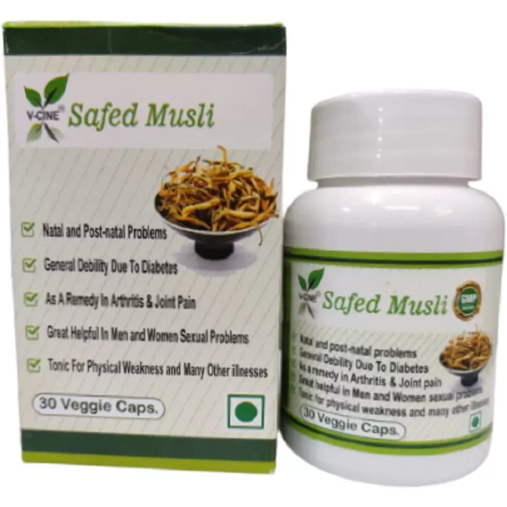 Buy V Cine Safed Musli Capsule Online - OLRAA Indian Snacks