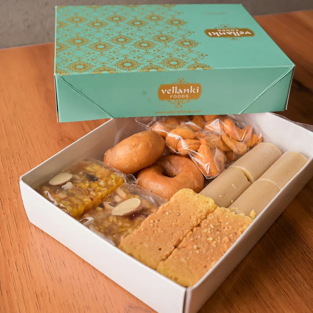 Buy Vellanki Foods Sweets Gift Box Online - OLRAA Indian Snacks