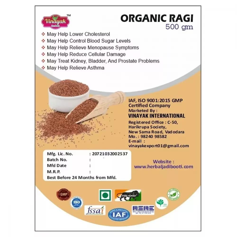 Buy Vinayak Herbals Organic Ragi Online - OLRAA Indian Snacks
