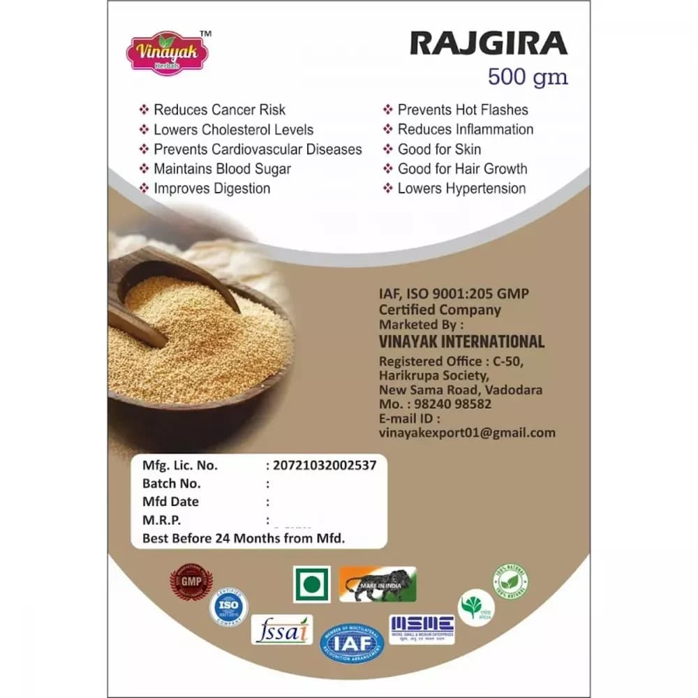Buy Vinayak Herbals Rajgira Online - OLRAA Indian Snacks