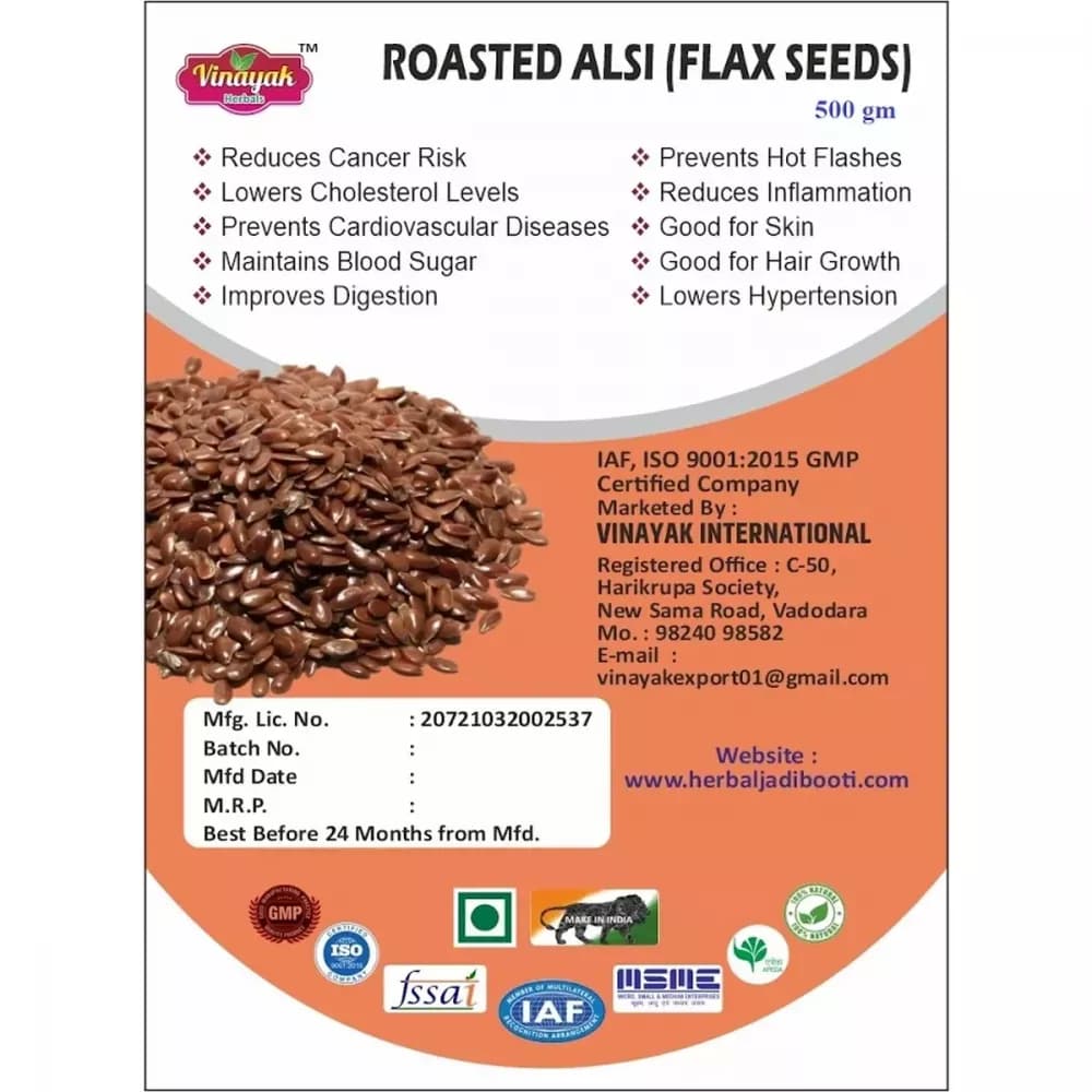 Buy Vinayak Herbals Roasted Alsi (Flax Seeds) Online - OLRAA Indian Snacks