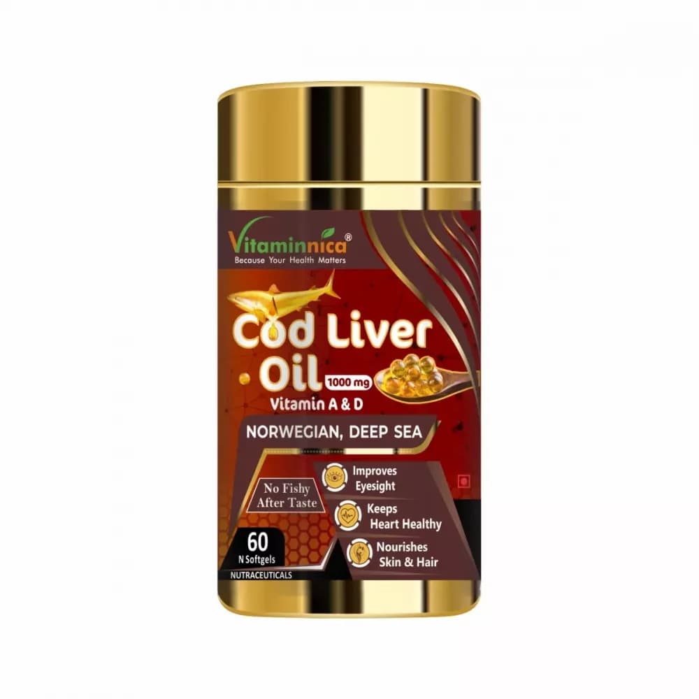 Buy Vitaminnica Cod Liver Oil Softgels Online - OLRAA Indian Snacks