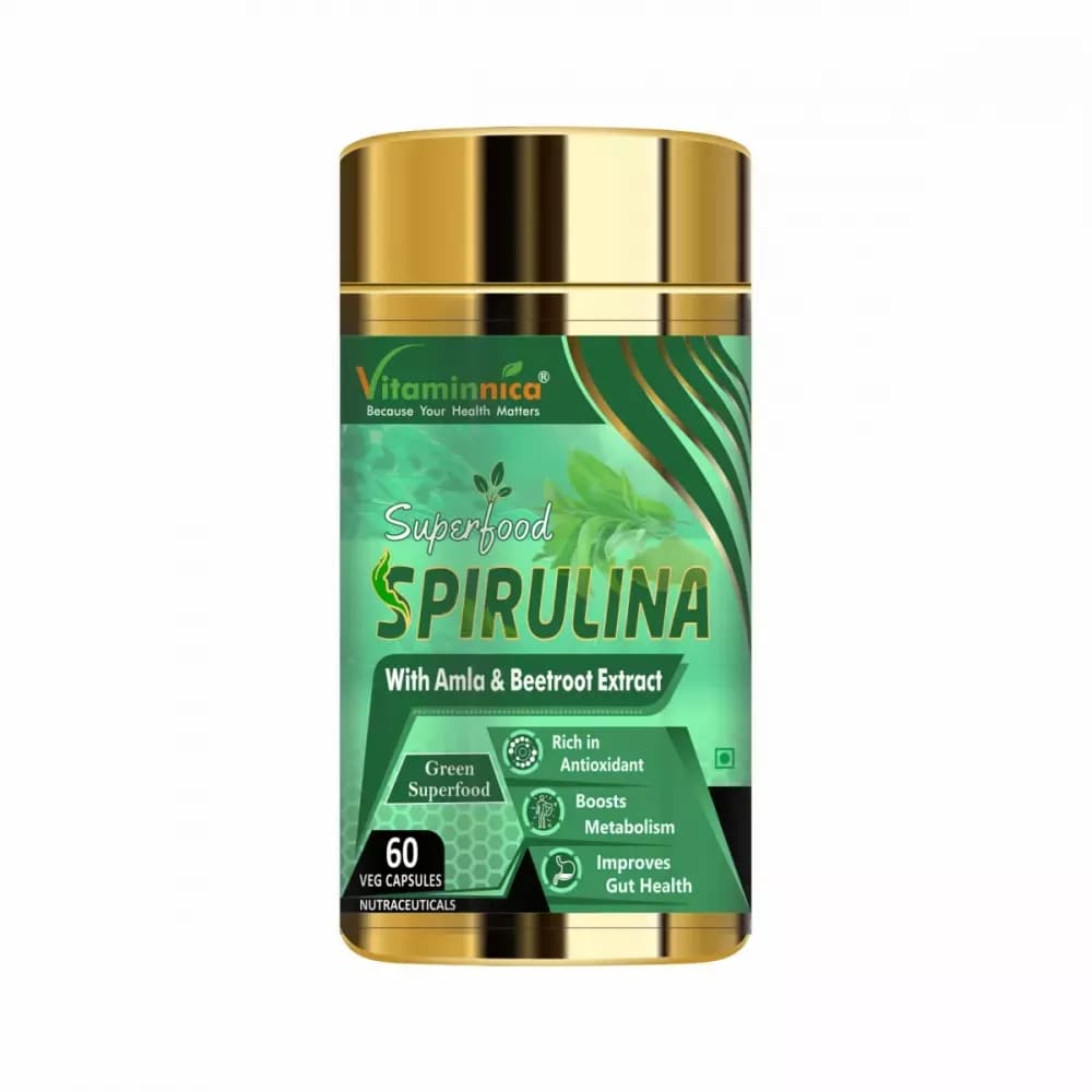 Buy Vitaminnica Spirulina Capsules Online - OLRAA Indian Snacks