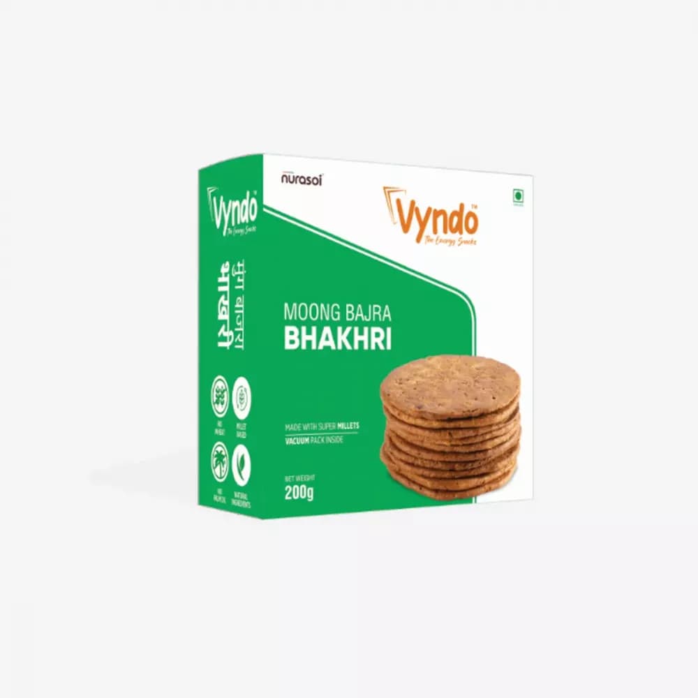 Buy Vyndo Moong Bajra Bhakhri Online - OLRAA Indian Snacks
