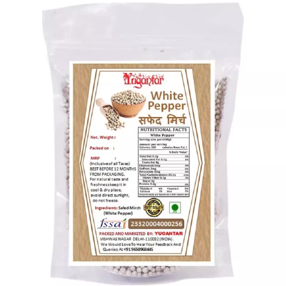 Buy Yugantar White Pepper (Safed Mirch) Online - OLRAA Indian Snacks