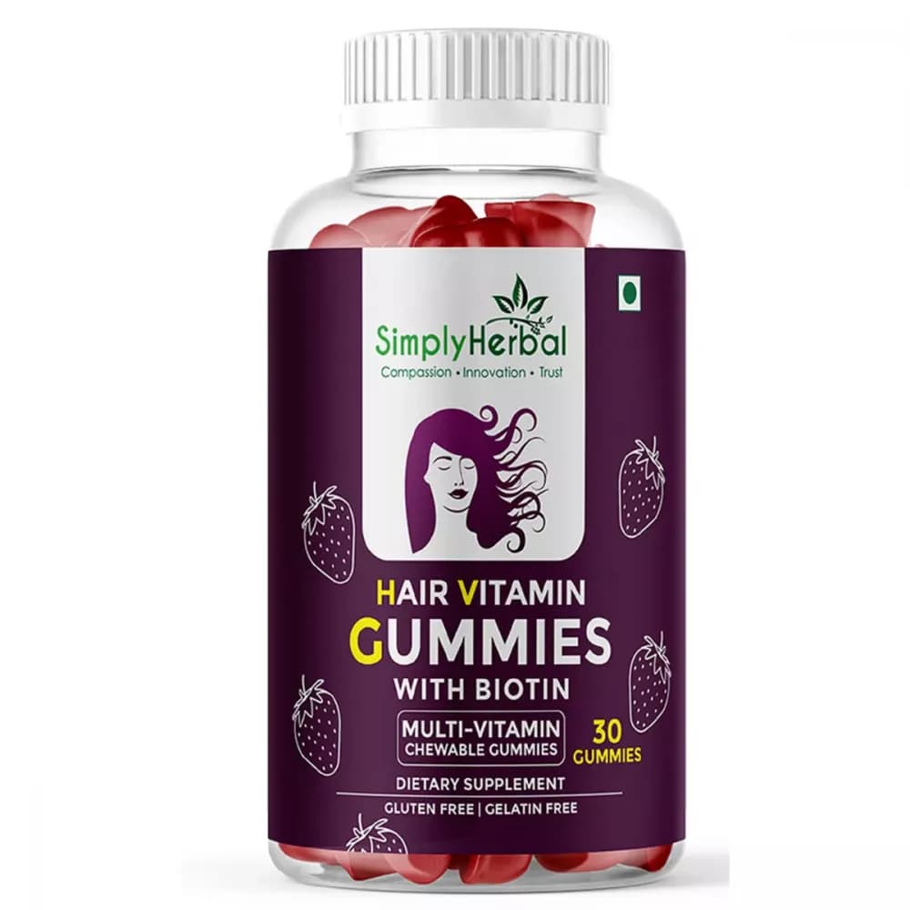 Simply Herbal Hair Vitamin Biotin Gummies - - OLRAA Indian Snacks